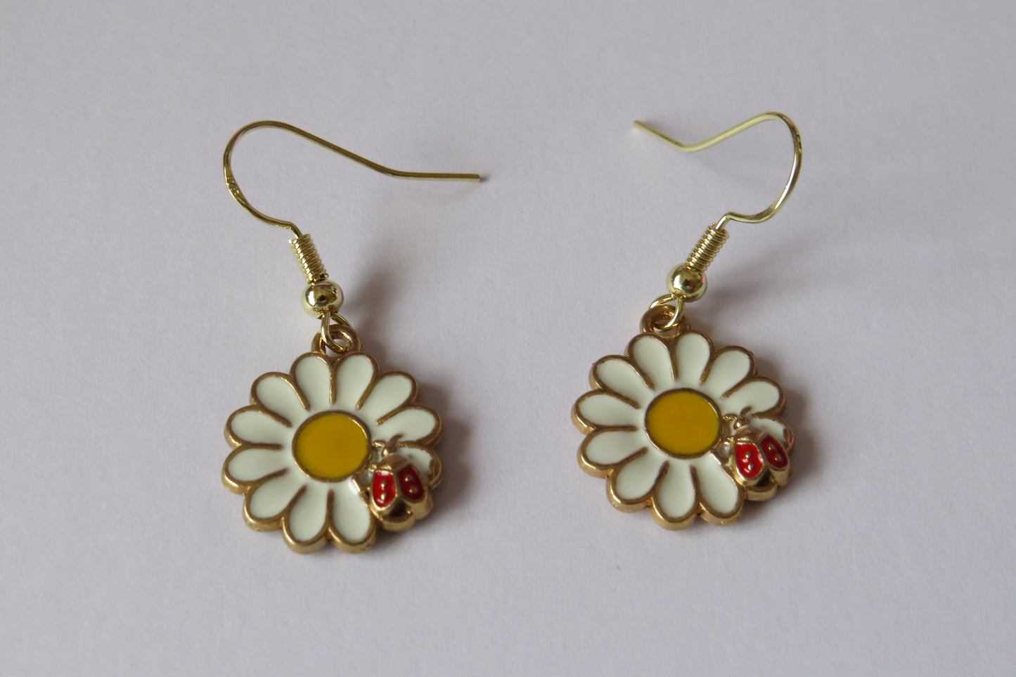 Daisy Earrings with Ladybird