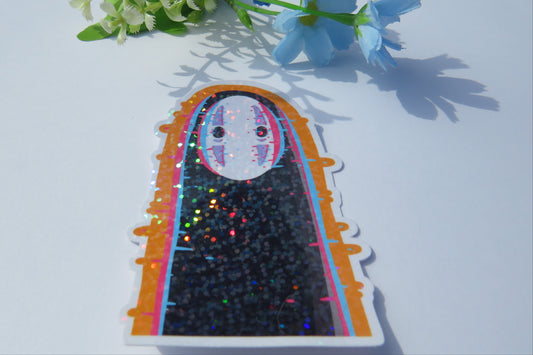 No Face Holographic Die Cut Sticker