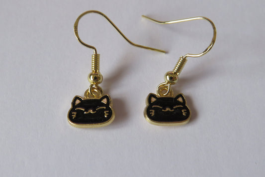 Tiny Black Cat Earrings
