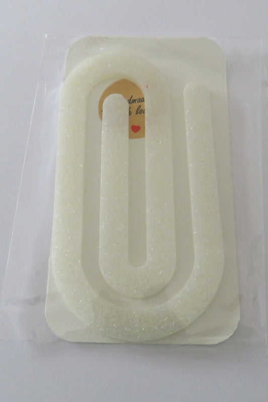 Resin Paper Clips Glitter White