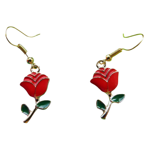 Red Rose Earrings