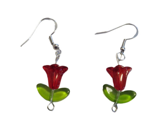 Red Tulip Earrings